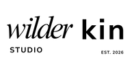 Wilder Kin Studio logo with 'EST. 2026' text on a transparent background